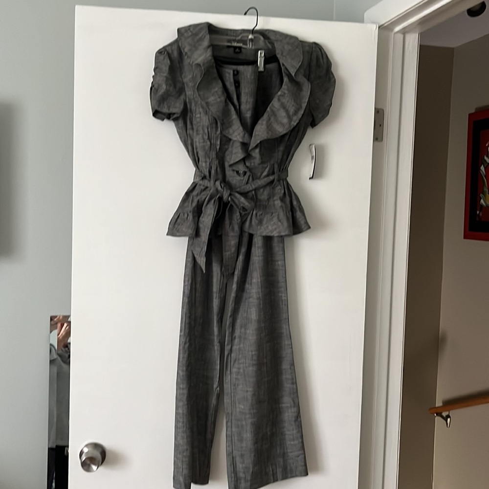Iz Byer Grey Cotton Two Piece Pant Set